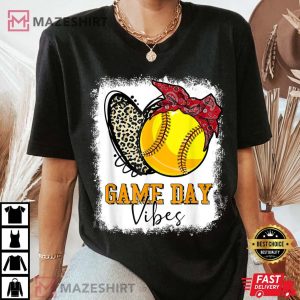 Bleached Softball Game Day Vibes Leopard Heart Headband Mom Women black