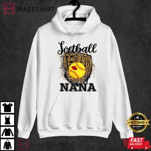 Softball Nana Leopard Game Day Gift For Mother Player Lover white