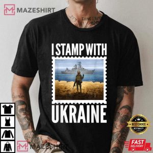 I Stamp With Ukraine Postage Stamp Flag Pride Funny 2022 T-Shirt