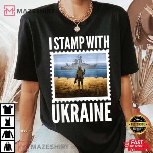 I Stamp With Ukraine Postage Stamp Flag Pride Funny 2022 T-Shirt