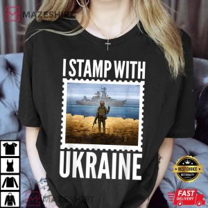 I Stamp With Ukraine Postage Stamp Flag Pride Funny 2022 T-Shirt