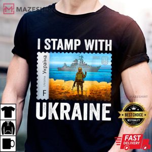 I Stamp With Ukraine Postage Stamp Flag Pride Mother's Day T-Shirt