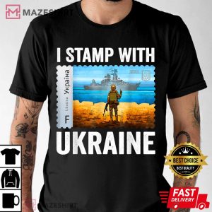 I Stamp With Ukraine Postage Stamp Flag Pride Mother's Day T-Shirt