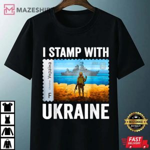 I Stamp With Ukraine Postage Stamp Flag Pride Mother's Day T-Shirt