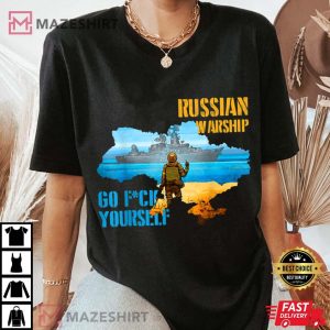 Warship Ukraine Map Pride Vintage Ukraine Postage Stamp T-Shirt