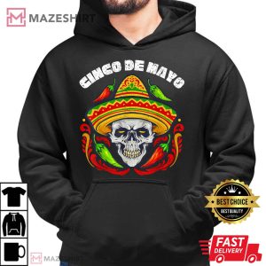 Cinco de Mayo Party Funny Cinco De Mayo Mustache Face Skull Men black hoodie 2