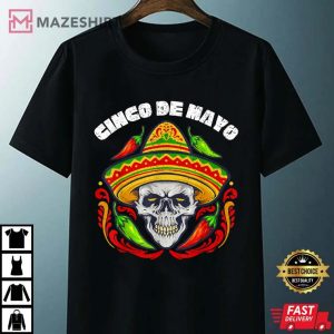 Cinco de Mayo Party Funny Cinco De Mayo Mustache Face Skull Unisex black