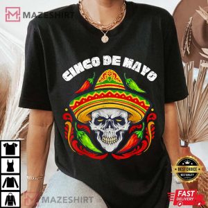 Cinco de Mayo Party Funny Cinco De Mayo Mustache Face Skull Women black