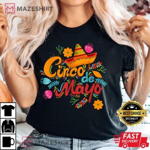 Happy Cinco De Mayo With Mexican Sombrero Women black t shirt 2