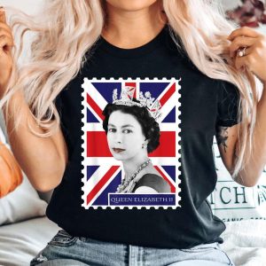 Queen Elizabeth II Union Jack Women black t shirt