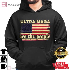 Funny Ultra Maga Vintage American Flag Ultra Maga Retro Men black hoodie 2