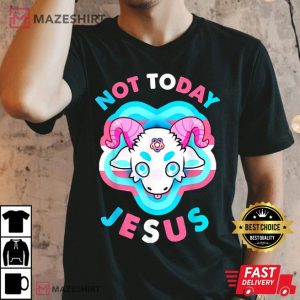Not Today Jesus Transgender LGBT Satan Goat Men black t shirt 1