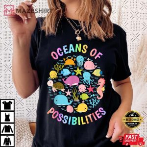 Cute Oceans of Possibilities Summer Reading Sea Creatures Women black