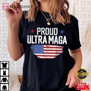 Ultra Maga Shirt American Flag Disstressed Proud Ultra Maga Women black