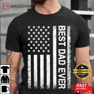 Best dad ever US American flag gift for fathers day Men black t shirt 2