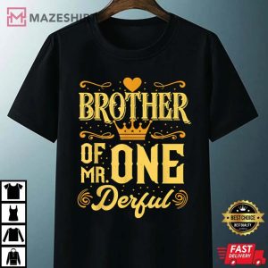 Brother of Mr One Derful Party Matching Family 1st Birthday Unisex black