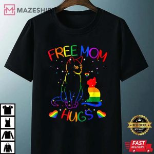 Free Mom Hugs LGBT Cat Gay Pride Rainbow Unisex black
