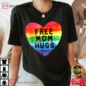 Free Mom Hugs Rainbow Pride LGBT Women black