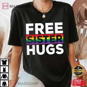 Free Sister Hugs LGBT Flag Gay Pride Parades Rainbow Women black 2