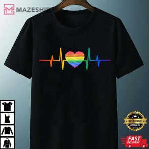 Lovely LGBT Gay Pride Heartbeat Lesbian Gay Transgender Love Unisex black