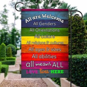 All Are Welcome, Love Lives Here, Garden Flag, Yard Sign…SINGLE SIDED Happy LGBTQ Pride Month Flag All Are Welcome, Love Lives Here, Garden Flag, Yard Sign…SINGLE SIDED Happy LGBTQ Pride Month Flag