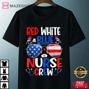 Red White Blue Nurse Crew Sunglasses 4th Of July Unisex black