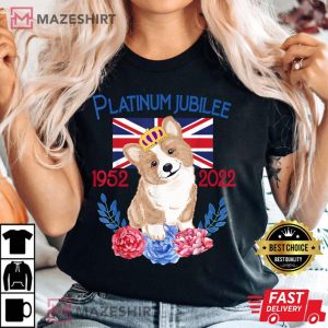 Queens Platinum Jubilee 2022 British Monarch Queen Corgi Women black t shirt 2
