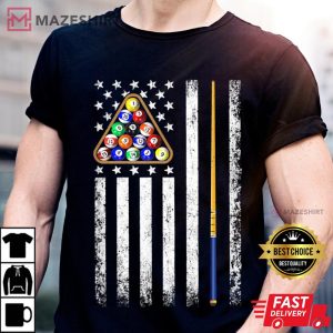 American Flag Billiard Vintage Pool Player Men black t shirt 2 2