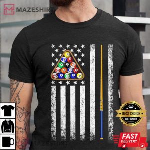 American Flag Billiard Vintage Pool Player Men black t shirt 2