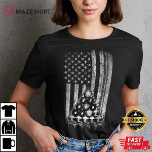 Pool Player T Shirt American Flag Billiards Lover women