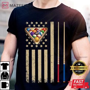 Vintage Billiard American Flag Pool Player Men black t shirt 2 2