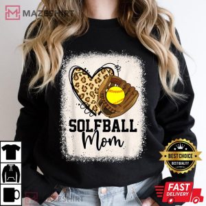 Leopard Softball Mom Softball Game Day Vibes Mothers Day Women black sweatshirt