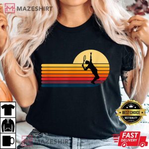 Retro Tennis Shirt Vintage Tennis Serve Retro Sunset Women black t shirt 2