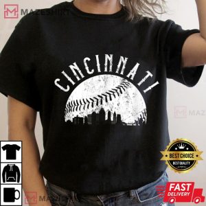 Vintage Cincinnati Ohio Skyline Apparel Women black t shirt 2