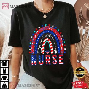 Nurse Stethoscope Rainbow Memorial Day 4th Of July Nursing Women black 1