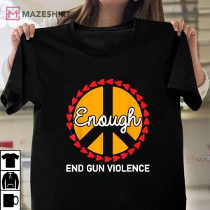 Enough End Gun Violence Peace Sign Wear Orange Unisex shirt 2