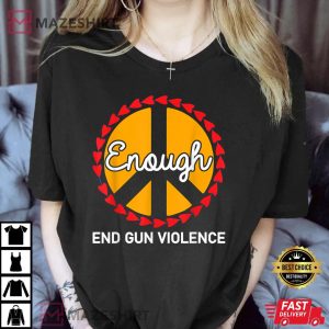Enough End Gun Violence Peace Sign Wear Orange Women black