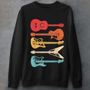 Guitar Shirt Guitar Lover Retro Style Gift For Guitarist Unisex black sw