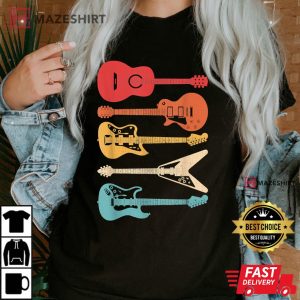 Guitar Shirt Guitar Lover Retro Style Gift For Guitarist Women black t shirt 2