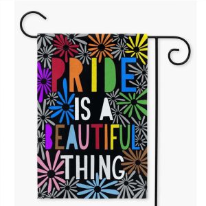 Pride Is A Beautiful Thing Garden Flag, Floral Rainbow Pride Flag