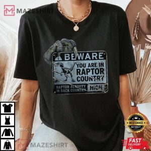 Jurassic World Dominion Velociraptor Beware Sign Women black