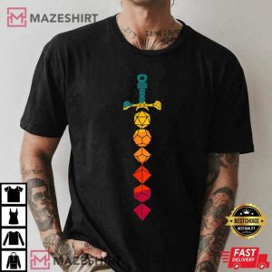 D.20 Tshirt Dungeons Tshirt Dice Sword Vintage Men black t shirt