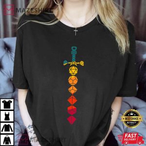 D.20 Tshirt Dungeons Tshirt Dice Sword Vintage Women black