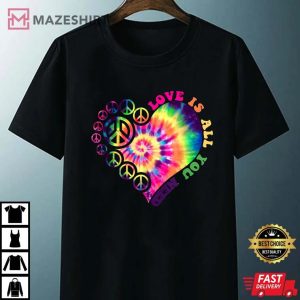 PEACE SIGN LOVE 60s 70s Tie Dye Hippie Halloween Costume Unisex black