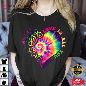 PEACE SIGN LOVE 60s 70s Tie Dye Hippie Halloween Costume Women black