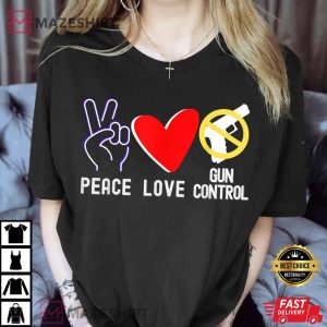Protect Children Not Guns PEACE LOVE Shirt End Gun Violence Women black