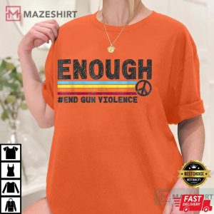 Retro Peace Sign Enough End Gun Violence Orange women 2