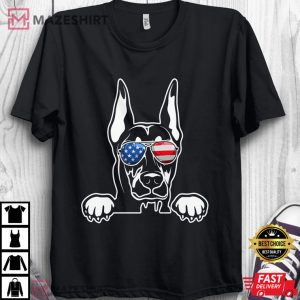 Doberman Dog Glasses Fourth Of July Independence Day TShirt
