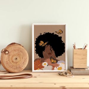 Black Woman Art INSTANT DOWNLOAD Flower Woman Art 1