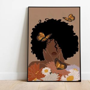 Black Woman Art INSTANT DOWNLOAD Flower Woman Art
